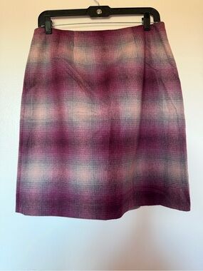 Winter Skirt Ann Taylor Purple Ombre Plaid Size M